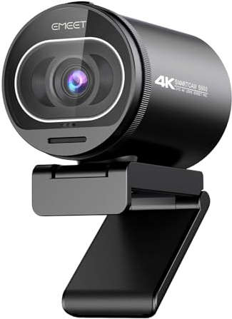 eMeet Webcam 4K S600, Webcam HD 1080P per PC con Microfono, Autofocus TOF, Correzione della luce, Campo di visione 65°-88°, Plug & Play, Webcam per Mac, Laptop, Zoom