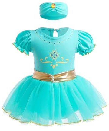 Lito Angels Prinzessin Jasmin Kostüm Kleid Verkleidung für Baby Mädchen, Body Strampler mit Stirnband Größe 9-12 Monate 80