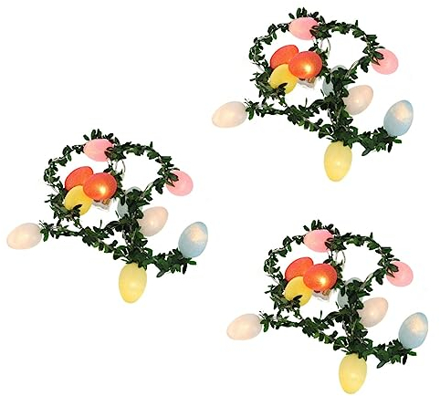 Zerodeko 3 Stück 10 Lichterketten zu Ostern easter egg decoration osterlicht hängendes Hühnerei Astetische Raumdekoration eier Ostern führte hängend Ostern Requisiten drinnen Laternenpfahl