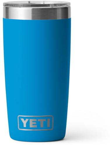 YETI Rambler 10 oz (295 ml) Tumbler with Removable Magslider Lid, Stainless Steel Vacuum Insulated Coffee Cup, Big Wave Blue