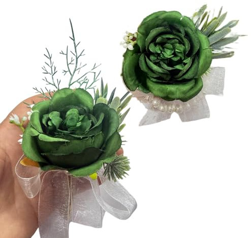 Rikyo Bracelet de poignet rose et boutonnière pour homme - Corsage pour bal de fin d'année, fleur de mariée, cérémonie de fleurs de mariage, décoration de fête de mariage, bal de fin d'année, couronne