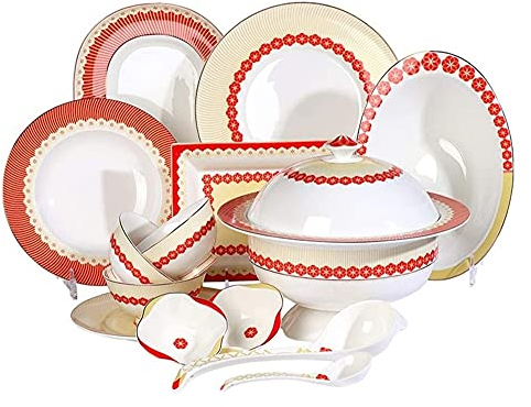 GaRcan Dinner Plate Luxurious Dinner Set for Party or Wgifts, 50 Piece Bchina Dinnerware Set of Dinner Plate, Salad Plate, Cereal Bowl Service for 10 Chinese Style