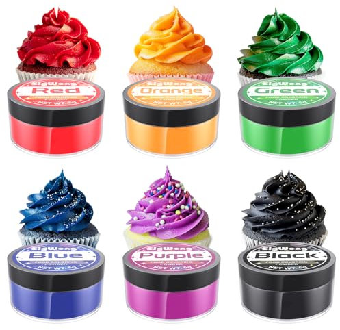 Colorant Alimentaire Poudre - 6 Couleurs Colorant Alimentaire pour Decoration Gateau Comestible, Concentré Nourriture Dye pour Cuisson, Décoration, Fondants, Glaçage-Vegan, 5g/Chacun