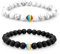 QEQSHQO 2 Stück Set Partner Armbänder Energiearmband LGBT Gay Pride Schwul Homosexual Homosexuell Mala Kugel Perle Herren Damen Accessoires (Regenbogen, Türkis, Lava)