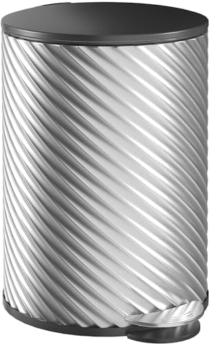 HOMCOM 20 Litre Kitchen Bin, Stainless Steel Pedal Bin with Soft-close Lid, Fingerprint Proof Cylindrical Rubbish Bin with Foot Pedal and Removable Inner Bucket, Silver