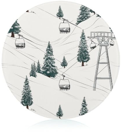 Glas-Schneidebrett, Skilift mit Tannenbaum-Druck, kleines Schneidebrett, Reise-Schneidebrett, Gemüse-Schneidebrett