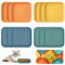 JJZGPP Lot de 12 Gamelles Plates et Carrées pour Chat - 4 Couleurs, Usages Multiples, pour Nourriture et Eau (14,5 x 14,5 x 2 cm)