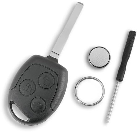 For Ford C-Max Fiesta Focus Fushion Galaxy Mondeo S-Max 3 Buttons Car Key Fob Case Shell with HU101 Blade and Screwdriver Key Ring Battery CR2032