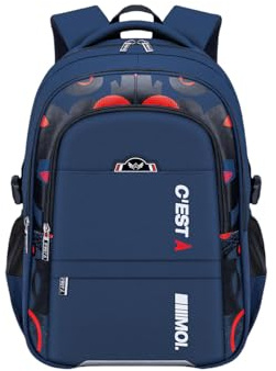 GYIOS Schulrucksack Leicht- Und Wirbelsäulenschule - Einfaches Design - Einfaches Design-Blue 1 Large