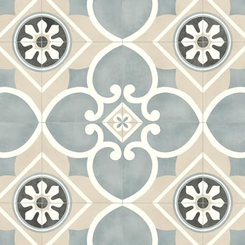 Sol Vinyle Style - Carreaux de Ciment Florence - Beige - Rouleau de 3.00m x 5m