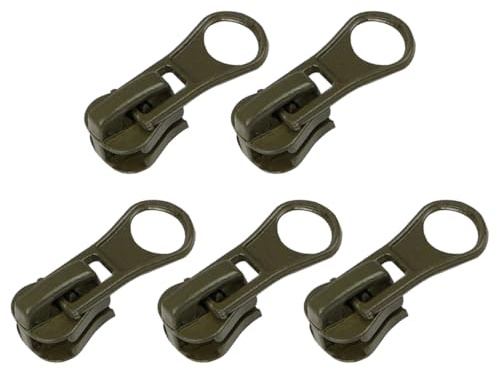 5 Stück #5 Solid Color Reißverschluss Schieber, Metall Reißverschluss Ziehen Schieber Ersatz Reißverschluss Schieber Nylon Spule Reißverschluss Ziehen für Kleidung Mäntel Jacken Gepäck, Army Green
