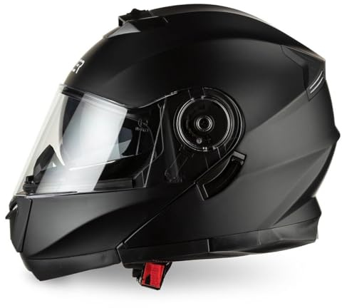 CRUIZER Casco Moto Scooter Modulare nero Opaco Doppia Visiera Trasparente Sole