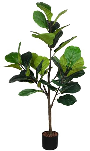 Yesaler Higuera Artificial de Hoja de Violín Planta de Higuera de Hoja de Violín Planta de Ficus Lirata Falsa en Maceta para Interior Exterior Casa Hogar Oficina Decoración (120cm)