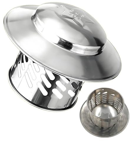 Roof Vent Cap 3/3.2/4.4/6.3/7.9 in Chimney Flue Cowl, 304 Stainless Steel Stove Pipe Chimney Cap for Outside, Chimney Cover with Screen, Keep Rainwater Out(11 cm(4.4 in))