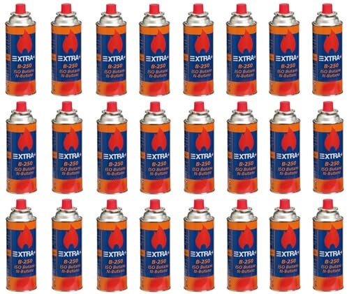 DISPAU Presenta Pack de Cartuchos de Gas Butano Recambio de Gas Propano Portable Gas Butano Tokai Compatible para Cocina Portátil, Hornillo, Soplete Soldador, Camping B-250 227gr (24, Naranja & Azul)