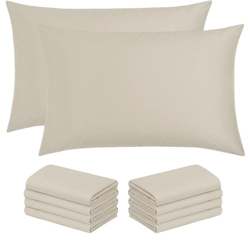 Moonlight Bedding Pillow Cases 10 Pack – Cream Pillowcases Envelope Closure Super Soft Brushed Microfiber Standard House Wife Pillow Covers, (50 X 75 CM)