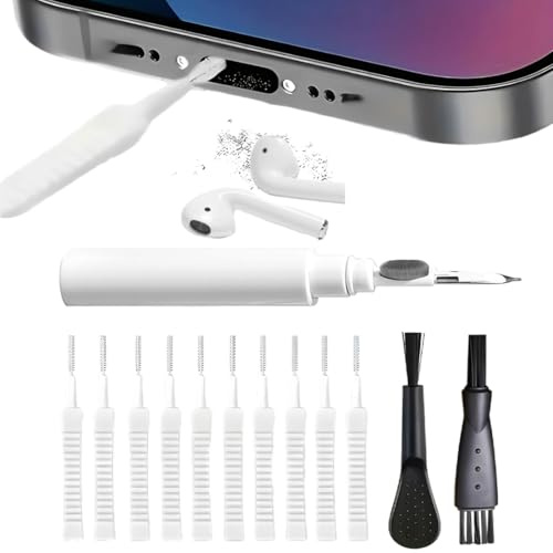 THQAE 1 Pcs Reinigungsset für Airpods Pro 1 2,3 In 1 Multifunktions-Reinigungsstift weiche Bürste für Bluetooth-Kopfhörer, 12 teiliges Telefon Port Reinigungsbürsten Set Metall Anti Staub Stecker