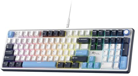 RK ROYAL KLUDGE X104 Kabel Mechanische Gaming-Tastatur voller Größe, QWERTY | Creamy-Tastatur mit Ziffernblock, 104 Tasten, RGB-Computertastatur, Hot-Swap lineare Schalter, Online-Software für Win/Mac