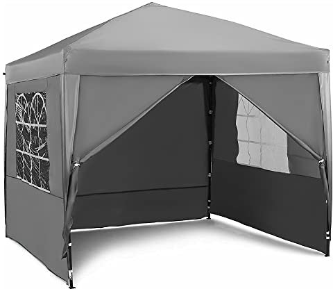 VonHaus Pop Up Gazebo 2.5 x 2.5m – Outdoor Garden Marquee Shelter Canopy with Removable Sides, Storage Bag, Leg Weight Bags, Pegs & Cords – Waterproof, Heavy Duty Steel Frame, Easy No Tool Assembly