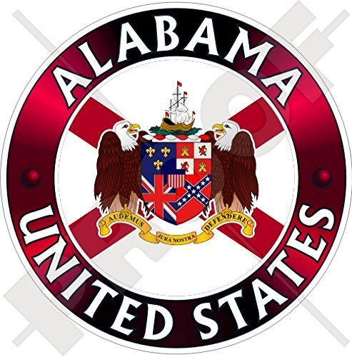 ALABAMA Flaggen-Wappen VEREINIGTE STAATEN Amerika USA Alabaman, Alabamian, Amerikanischer 100mm Auto & Motorrad Aufkleber, Vinyl Sticker