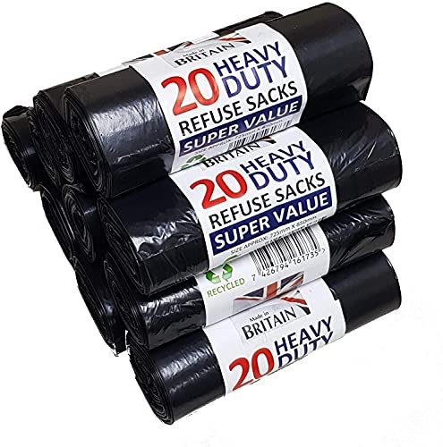 200 Medium Duty Black Refuse Sacks Rubbish Bags Bin Liners Large