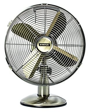 Status 12 Inch Oscillating Portable Desk Fan | 3 Speed Adjustable Angle Fan | Antique Brass | S12ADESKFAN1PKB