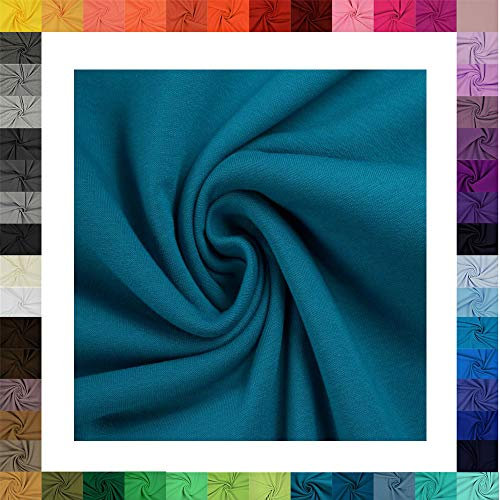 1 Meter Jersey Baumwolljersey uni Farben, 220g/m², Öko-Tex Standard 100, Stoffe, 330g/lfm (7038 Türkisgrün)