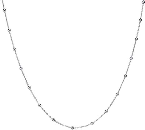 MATERIA Kugel Halskette Damen Silber 925 - Silberkette Kugelkette kurz für Frauen Mädchen in Box K103-40 cm