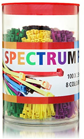 WEO Cable Ties 100 x 2.5mm Spectrum Pack, 8 Colours, 800pcs Total. C10025SP