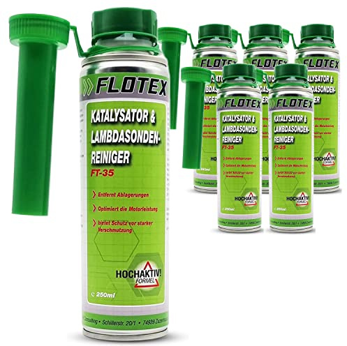 Flotex Katalysator & Lambdasondenreiniger, 6 x 250ml Additiv beseitigt Verschmutzungen im gesamten Verbrennungssystem