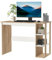 HOMCOM Computer Desk, Writing Desk with 3-Tier Storage Shelf, Work Table for Home Office, Study, Living Room, Oak and White