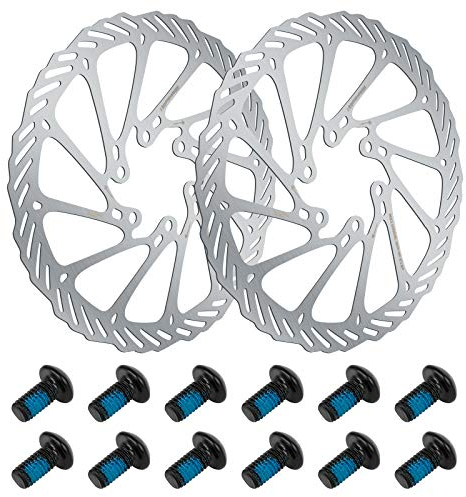 2 Pieces Bicycle Brake Disc, 160mm Disc Brake Rotor Stainless Steel Bike Rotor with 12 Pieces Screws Bicycle Disc Brake Rotor for Road Bike Mountain Bike MTB