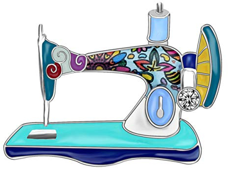 DUOWEI Vintage Strass Nähmaschine Brosche Kristall Pin Kleidung Schal Schmuck Geschenke für Frauen Mädchen (Blau)