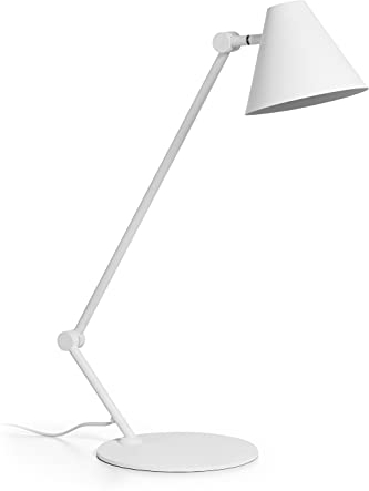 EXO Lighting Lampe de table MANTIS blanc douille E27 Table idéale pour les espaces de studio, les bureaux, les tables de bureau et les chambres.