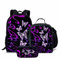 NETILGEN Galaxy Lila Schmetterling Muster Rucksack Beleidigt Lunchpaket Thermische Kinder Tragbare Bleistiftbeutel 3 Stück Für Frauen Kinder Jugendliche Mädchen Jungen Stifttaschen