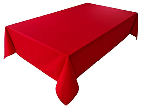 Hochwertige Tischdecke Tischwäsche aus 100% Baumwolle Kollektion Konzept, Farbe & Größe wählbar (Tischdecke - 150x220cm, Rot)