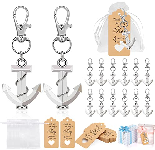DASIAUTOEM Gastgeschenke Taufe, 24 Stück Hochzeit Taufe Anhänger, Gastgeschenk Hochzeit mit Schlüsselanhänger Kraftpapier Organza Beutel, für Gäste Anhänger Kommunion Geburtstag Hochzeit Gastgeschenke
