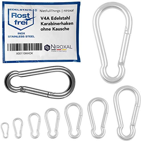 1 moschettone grande 11 mm forte moschettone in acciaio inox gancio portachiavi senza occhio carico di rottura 1.900 kg moschettone in acciaio inox 11 x 120 mm amaca altalena