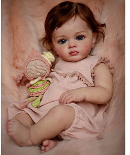 Lonian Reborn Baby Dolls 24inch 60CM Lovely Reborn Toddler Girl Dolls Soft Vinyl Body Handmade Doll Adorable Princess Toddler Doll Visible Venis Reborn Babies Toy (Blau Augen)