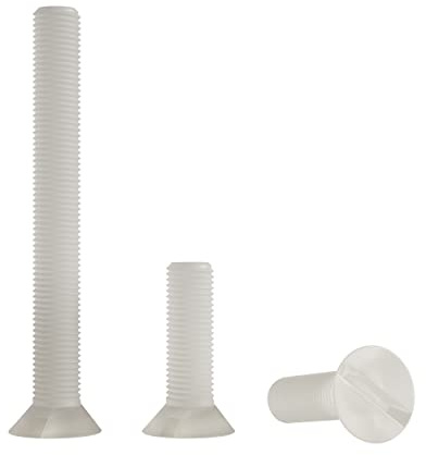 Enkotrade 10 Stück M6, 50mm, Senkkopfschrauben mit Schlitz Kunststoffschrauben Schrauben Sortiment Set Plastikschrauben Nylon