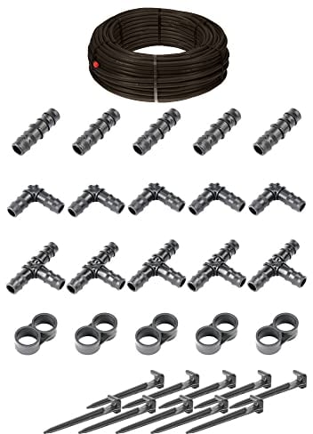 HaGa® Bewässerungsset - Tropfschlauch 16mm in 25m Länge mit Druckkompensierung inkl. Zubehör - Perlschlauch Gartenbewässerung