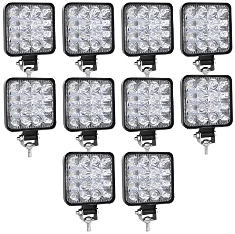 SKYWORLD 10pcs 12V led strahler kfz, 3.34 Zoll 48W Mini Spot scheinwerfer auto offroad beleuchtung nebelscheinwerfer für SUV ATV Traktor LKW 4x4, 6000K Weiß, led arbeitsscheinwerfer, led arbeitslicht