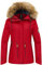 Wantdo Damen Skijacke Winddichter Outdoor Sport Mäntel Berg Snowboardjacken Gefüttert Jacke mit Kunstpelzhaube Rot XL
