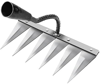 F Fityle Binette de Jardin, Râteau de Désherbage Fait en Acier/Cuivrage, Outil à Désherber pour Jardinage, Acier à 6 Dents