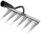 F Fityle Binette de Jardin, Râteau de Désherbage Fait en Acier/Cuivrage, Outil à Désherber pour Jardinage, Acier à 6 Dents