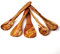 DAS OLIVENHOLZBRETT® Lot de 5 spatules en bois d'olivier - 30 cm - Cuillères de cuisine en bois d'olivier - Cuillères de cuisine en bois
