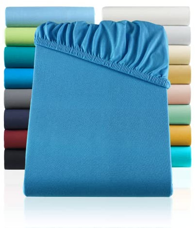 BaSaTex 2er Pack Jersey Kinder Spannbettlaken 60x120-70x140 cm | Spannbetttuch für Babybett Kinderbett | Farbe: Royalblau Königsblau