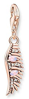 Thomas Sabo Charm-Anhänger Phönix Feder mit rosa Steinen vergoldetes Silber 1906-323-9