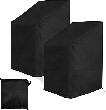 WENLISELL 2 Pack Garden Chair Covers Waterproof, Outdoor Chair Cover for Protection, Stacking Chair UV Protection Cover with Storage Pouch (75x75x120cm)