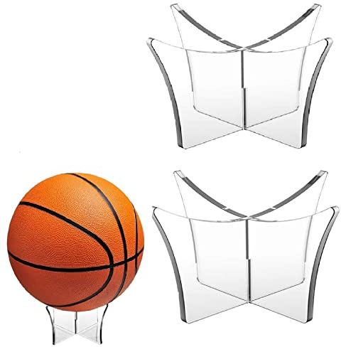 Ball Halterung,Universal Ball Holder Rack,Ballständer Basketball,Transparent Display Halter Ballständer,Ballständer Football Standfester für Fußball Basketball Volleyball Rugby Übung Ball (2 Stück)